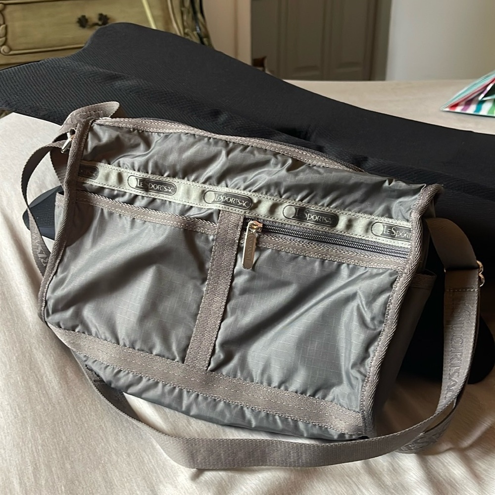 Gray authentic Lesportsac purse crossbody bag